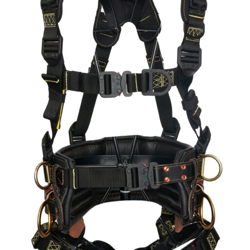 Combination Harness with 4 D-Ring Stacked Lineman's Belt