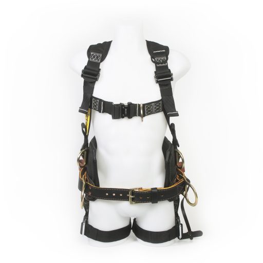 Combination Harness with 4 D-Ring Stacked Lineman's Belt