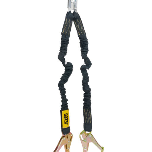 KEVLAR FLEX-NoPac Twin Leg Lanyard with Steel Snap Hook and Rebar Hook